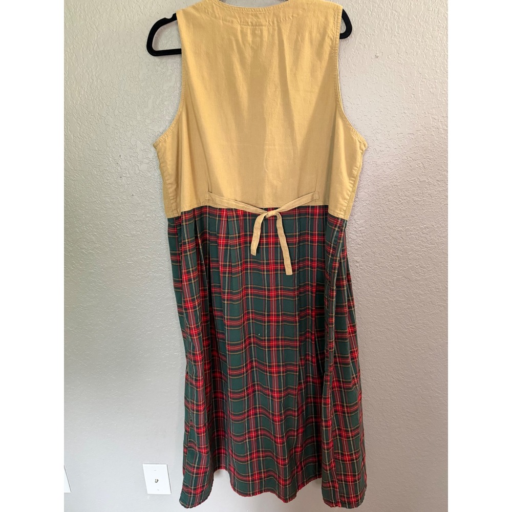 Casey & Max Vintage Christmas Corduroy Plaid Jumper Dress XL Embroidered Holiday - Picture 5 of 7